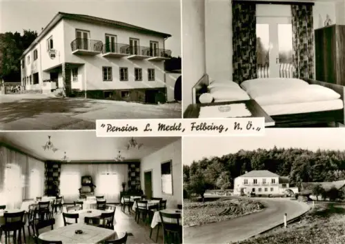 AK / Ansichtskarte Felbring Winzendorf Pension-Meckl Aussenansicht Schlafzimmer Gaststube Strasse Wald