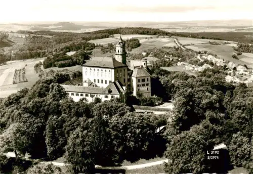 AK / Ansichtskarte Baldern Bopfingen BW Schloss-Baldern Luftaufnahme Barockschloss Turm Wald Felder Dorf
