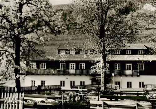 AK / Ansichtskarte Trattenbach Enns Ternberg Oberoesterreich AT Alpengasthaus-Klausriegl Hotel Baeume Blueten Terrasse Gasthaus Berghang