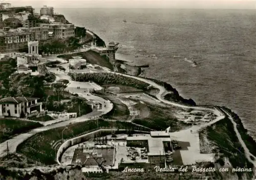 AK / Ansichtskarte Ancona  Marche IT Passetto Piscina Meereskueste Luftbild Steilkueste Promenade Gebaeude Adria