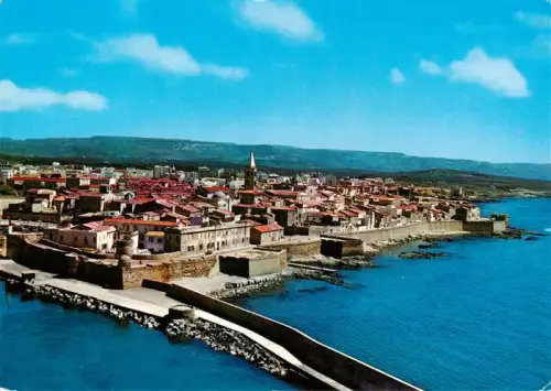 AK / Ansichtskarte Alghero Sardegna IT Stadtmauer Hafen Meer Kirche Altstadt Bastionen Kueste Luftbild