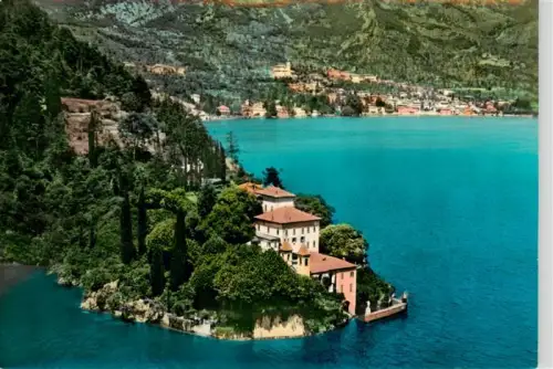 AK / Ansichtskarte Lenno Lago di Como Lombardia IT Punta-Balbianello Lago-di-Como Villa See Luftbild Halbinsel Zypressen