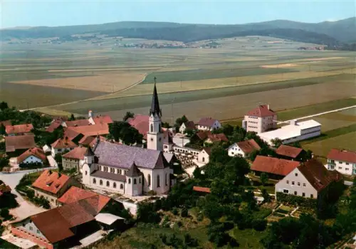 AK / Ansichtskarte Pondorf Donau Pfarrkirche Donau Fliegeraufnahme Dorf Oberbayern Kirchturm Felder
