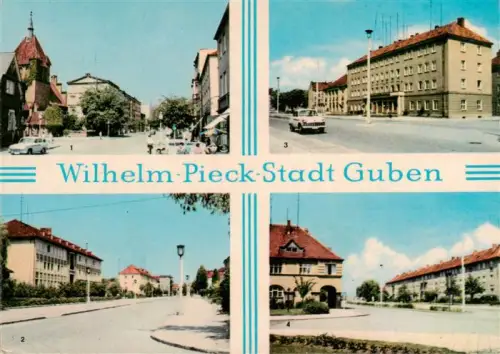 AK / Ansichtskarte Guben Brandenburg Wilhelm-Pieck-Strasse Friedrich-Engels-Strasse Karl-Marx-Strasse Stadtansicht Schule Wohnhaeuser
