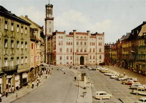 AK / Ansichtskarte Zittau Sachsen Platz-der-Jugend Rathaus Rathausturm Marktplatz Autos Passanten Wohnhaeuser
