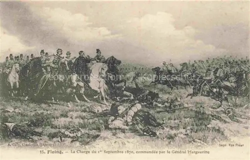 AK / Ansichtskarte Floing SEDAN 08 Ardennes Kavallerie Charge General-Margueritte Krieg-1870 Schlachtszene Reiter Gefallene Illustration