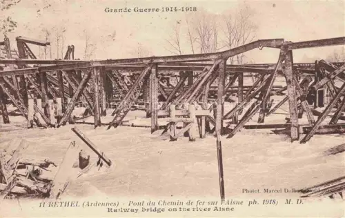 AK / Ansichtskarte RETHEL 08 Ardennes Pont-du-Chemin-de-fer Aisne Eisenbahnbruecke Kriegszerstoerung Grande-Guerre WWI