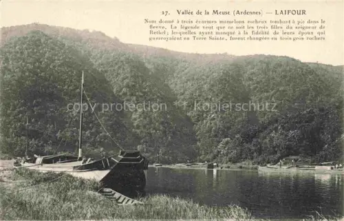 AK / Ansichtskarte Laifour Charleville-Mezieres 08 Ardennes Vallée-de-la-Meuse Fluss Kahn Boot Felsen Wald Mamelons-rocheux