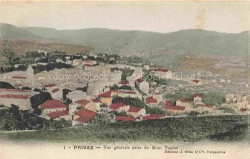 AK / Ansichtskarte PRIVAS 07 Ardeche Mont-Toulon Haeuser Stadtansicht Tal Berge Baeume handkoloriert Daecher