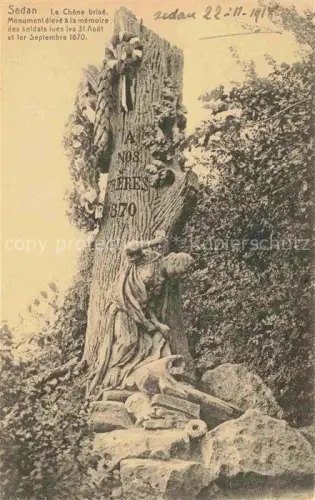 AK / Ansichtskarte SEDAN 08 Ardennes Chêne-brisé Monument-1870 Kriegsdenkmal Skulptur Baum Engel Arc-en-Barrois