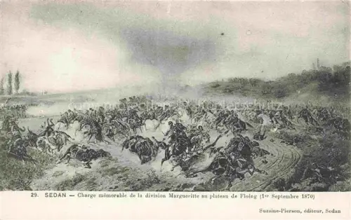 AK / Ansichtskarte SEDAN 08 Ardennes Division-Margueritte Plateau-de-Floing Kavallerieattacke 1870 Reiter Schlachtfeld Rauch Gemaelde
