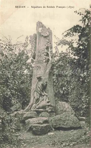 AK / Ansichtskarte SEDAN 08 Ardennes Sépulture-de-Soldats-Français Kriegerdenkmal Grab Skulptur Engel Wald Kriegsgrab-1870