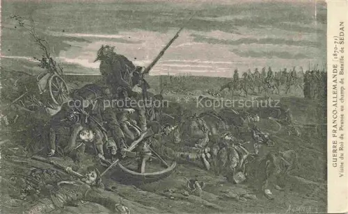 AK / Ansichtskarte SEDAN 08 Ardennes Schlachtfeld Gefallene Artillerie Koenig-von-Preussen Schlachtengemaelde Grafik Pferde