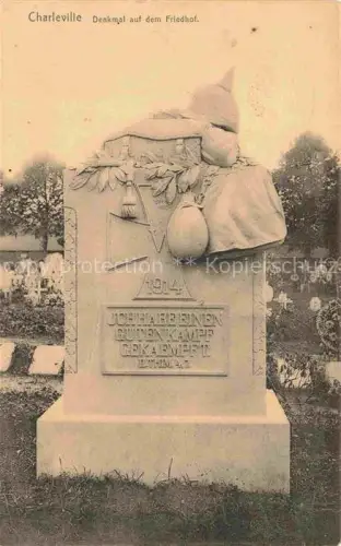 AK / Ansichtskarte CHARLEVILLE -MEZIERES 08 Ardennes Denkmal-auf-dem-Friedhof Kriegerdenkmal Friedhof Grabstein Pickelhaube Eisernes-Kreuz Soldatengrab
