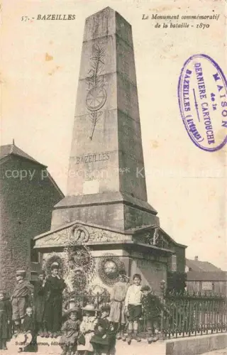 AK / Ansichtskarte Bazeilles Lamoncelle SEDAN 08 Ardennes Monument-commémoratif Bataille-1870 Obelisk Kinder Kranz Kriegerdenkmal