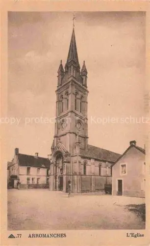 AK / Ansichtskarte Arromanches-les-Bains Bayeux 14 Calvados L Eglise Kirchturm Kirchenplatz Gotik Haeuser
