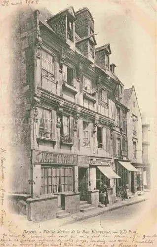 AK / Ansichtskarte BAYEUX 14 Calvados Rue-Bienvenue Vieille-Maison Fachwerk Geschaefte Strassenszene Passanten