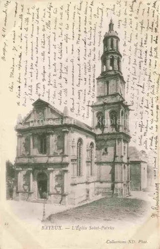 AK / Ansichtskarte BAYEUX 14 Calvados Église-Saint-Patrice Kirchturm Barockfassade Pflasterstrasse
