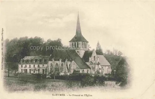 AK / Ansichtskarte Saint-Hymer Lisieux 14 Calvados Prieuré Église Kirchturm Herrenhaus Park Baeume Landschaft