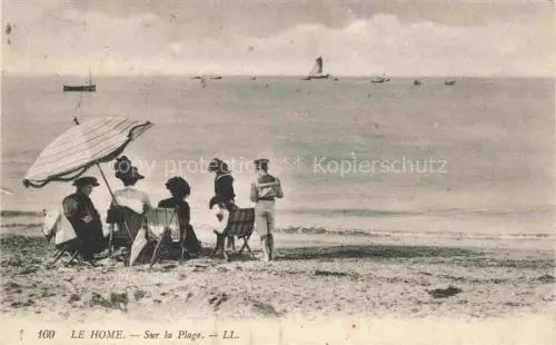 AK / Ansichtskarte Le Home-sur-Mer Merville-Franceville-Plage 14 Sur-la-Plage Strand Meer Liegestuehle Sonnenschirm Strandszene Segelboote