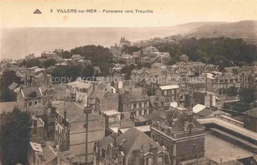 AK / Ansichtskarte VILLERS-SUR-MER Lisieux 14 Calvados Panorama Stadtansicht Daecher Meer Kueste Baeume Villen