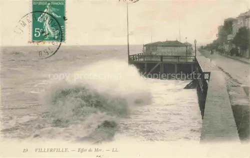AK / Ansichtskarte VILLERVILLE-SUR-MER 14 Calvados Meer Wellen Pier Promenade Strandhaus Wellenbrand