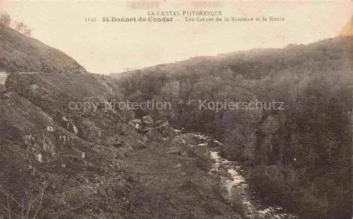 AK / Ansichtskarte St-Bonnet-de-Condat Saint-Flour 15 Cantal Gorges-de-la-Santoire Santoire-Fluss Route Schlucht Felsen Wald Berge