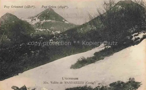 AK / Ansichtskarte Mandailles-Saint-Julien AURILLAC 15 Cantal Vallée-de-Mandailles Puy-Griounot Puy-Griou Puy-d Usclade Schnee Berge Hochland