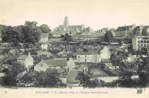 AK / Ansichtskarte Falaise  CAEN 14 Calvados Moulin-Elie Eglise-Saint-Gervais Altstadt Haeuser Gaerten Kirchturm