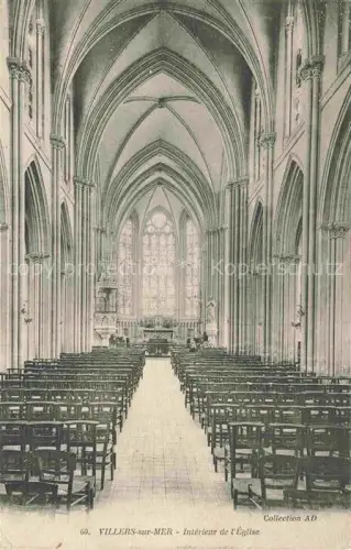 AK / Ansichtskarte VILLERS-SUR-MER Lisieux 14 Calvados Intérieur-de-l Église Kirche Gotik Kirchenschiff Altar Glasfenster Kirchenbaenke