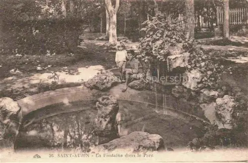 AK / Ansichtskarte Saint-Aubin-sur-Mer CAEN 14 Calvados Fontaine Brunnen Park Kinder Felsen Wasserfall Baeume