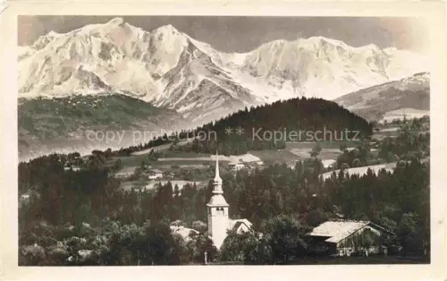 AK / Ansichtskarte Cordon Bonneville 74 Haute-Savoie Mont-Blanc Kirche Kirchturm Bergpanorama Schneeberge Wald Dorf Alpen