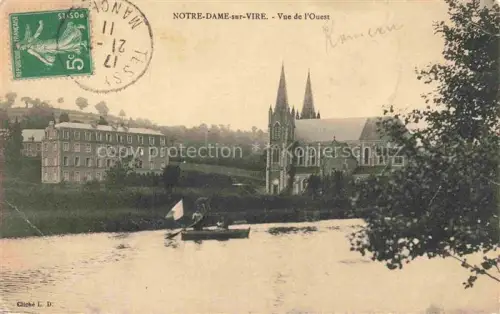 AK / Ansichtskarte VIRE 14 Calvados Notre-Dame-sur-Vire Kirche Fluss Boot Kloster Tuerme Wiesen Westansicht