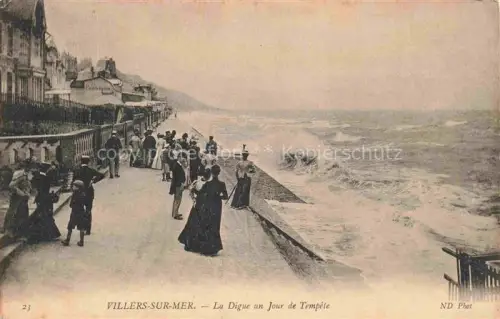 AK / Ansichtskarte VILLERS-SUR-MER Lisieux 14 Calvados Digue Sturm Wellen Promenade Spaziergaenger Kueste Villen