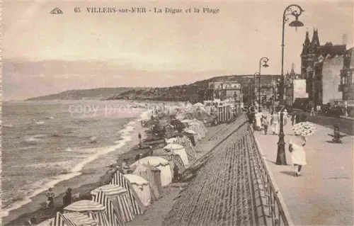 AK / Ansichtskarte VILLERS-SUR-MER Lisieux 14 Calvados Digue Plage Strandkoerbe Promenade Laternen Villa Badegaeste Kueste
