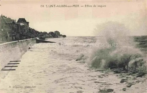 AK / Ansichtskarte Saint-Aubin-sur-Mer CAEN 14 Calvados Wellen Sturm Mauer Kueste Villen Brandung Meer