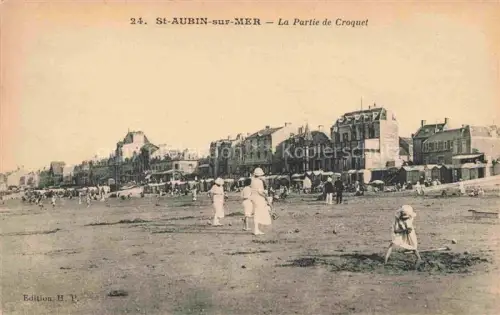 AK / Ansichtskarte Saint-Aubin-sur-Mer CAEN 14 Calvados Croquet Strand Strandkoerbe Badegaeste Villen Promenade Kueste