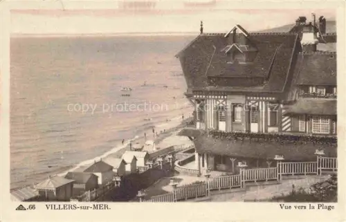 AK / Ansichtskarte VILLERS-SUR-MER Lisieux 14 Calvados Strand Villa Meer Strandkabinen Boote Promenade Normandie-Architektur
