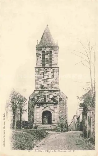 AK / Ansichtskarte VIRE 14 Calvados Eglise-St-Thomas Kirchturm Romanisch Kopfsteinpflaster Strasse Baeume