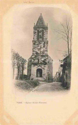 AK / Ansichtskarte VIRE 14 Calvados Eglise-Saint-Thomas Kirchturm Romanisch Strasse Baeume