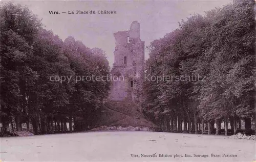 AK / Ansichtskarte VIRE 14 Calvados Place-du-Château Burgruine Platz Baeume Allee Mauerwerk