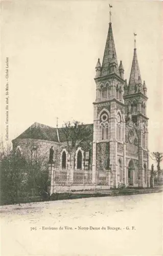 AK / Ansichtskarte VIRE 14 Calvados Notre-Dame-du-Bocage Kapelle Kirchtuerme Neugotik Zaun Baeume