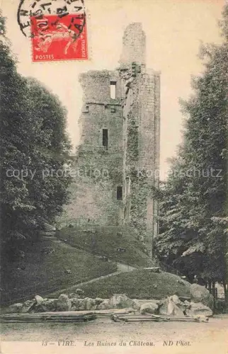 AK / Ansichtskarte VIRE 14 Calvados Ruines-du-Château Burgruine Turm Mauerwerk Baeume Hang