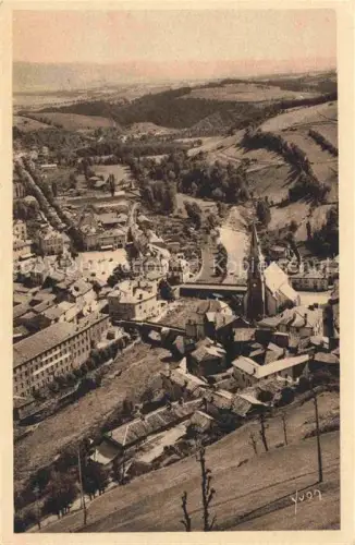 AK / Ansichtskarte Faubourg SAINT-FLOUR 15 Cantal Faubourg Monts-de-la-Margeride Kirchturm Daecher Huegel Fluss Baeume
