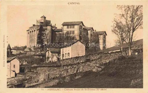 AK / Ansichtskarte AURILLAC 15 Cantal Chateau-feodal Schloss Burgturm Mittelalter Baeume Huegel Gebaeude