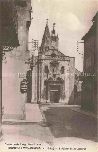 AK / Ansichtskarte Bourg-Saint-Andeol  Privas 07 Ardeche Église-Saint-Andéol Kirche Turm Uhr Fassade Gasse Romanik