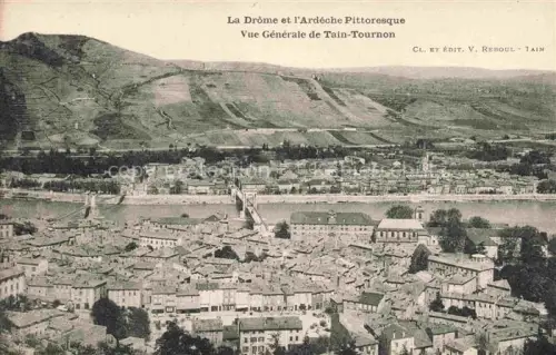 AK / Ansichtskarte Tain-l Hermitage VALENCE 26 Drome Rhône Panorama Altstadt Bruecke Weinberge Huegel Daecher Fluss