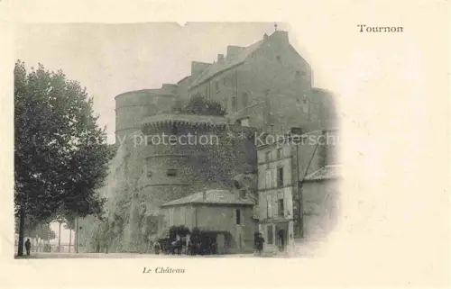 AK / Ansichtskarte Tournon-sur-Rhone 07 Ardeche Château Turm Festung Promenade Baum Pferdekutsche Passanten Mittelalter