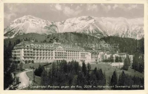 AK / Ansichtskarte Semmering Niederoesterreich AT Grand-Hotel-Panhans Rax Hoehenkurort Berge Wald Hotel Schnee Wiese