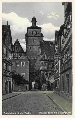 AK / Ansichtskarte Bettenfeld Rothenburg ob der Tauber bayern Weisser-Turm Galgengasse Fachwerkhaus Torturm Uhr Kopfsteinpflaster Altstadt